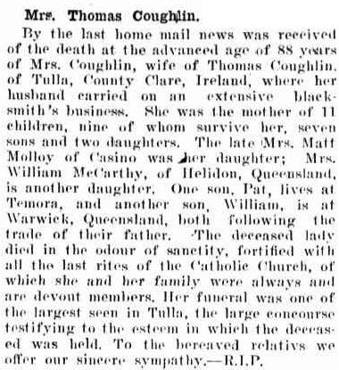 The Catholic Press, 2 December 1909, page 29 http://nla.gov.au/nla.news-article105189662