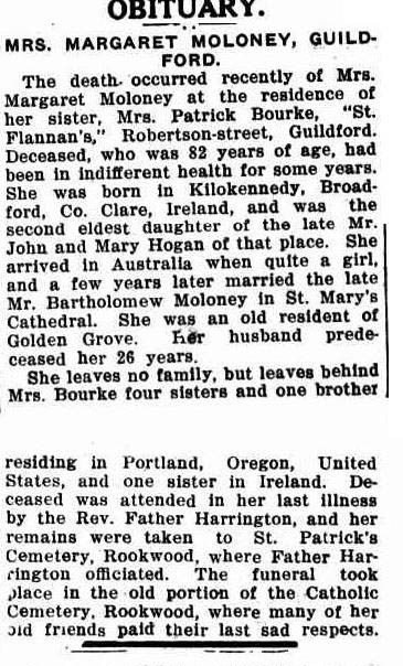 OBITUARY. (1925, October 1). Freeman's Journal (Sydney, NSW : 1850 - 1932), p. 31. Retrieved March 18, 2014, from http://nla.gov.au/nla.news-article116762697
