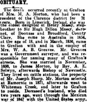 OBITUARY. (1926, February 13). The Queenslander (Brisbane, Qld. : 1866 - 1939), p. 16. Retrieved March 18, 2014, from http://nla.gov.au/nla.news-article22751715