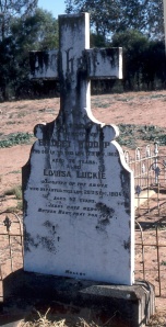 Photograph of Bridget's grave in the Urana Cemetery. Pauleen Cass c2002.