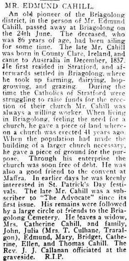 MR. EDMUND CAHILL. (1921, July 14). Advocate (Melbourne, Vic. : 1868 - 1954), p. 17. Retrieved March 11, 2015, from http://nla.gov.au/nla.news-article171239108